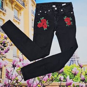 True Religion Rose Embroidered Super Skinny Jeans Size‎ 26